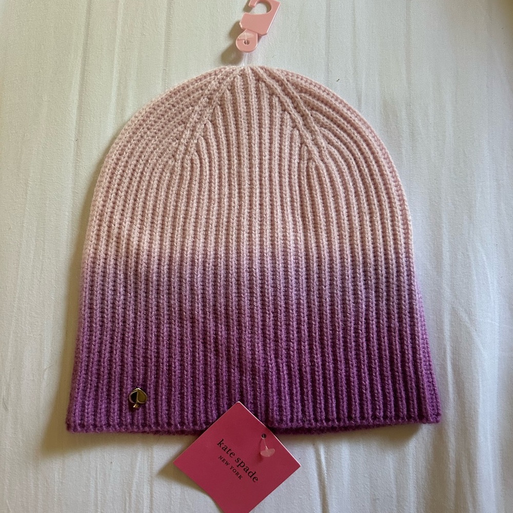 Kate Spade Pink and Purple Gradient Knit Beanie